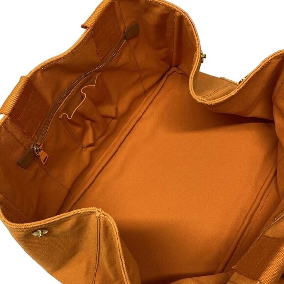 Auth PRADA Canapa Papaya (Orange) Canvas Tote Bag - Picture 13 of 14